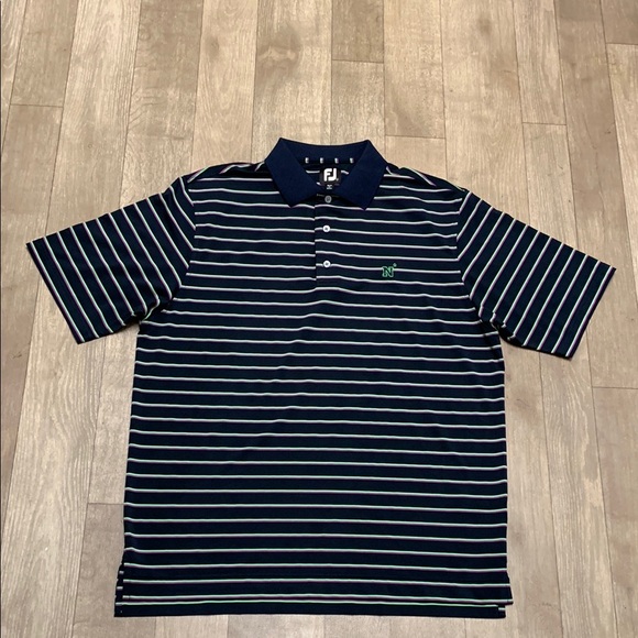 Mens Footjoy Golf Navy‎ Polo Stripe Performance Active Athletic Shirt - Picture 1 of 9